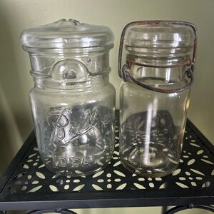 Bundle Of 2 BALL IDEAL MASON  Canning JARS Small GLASS With Lids